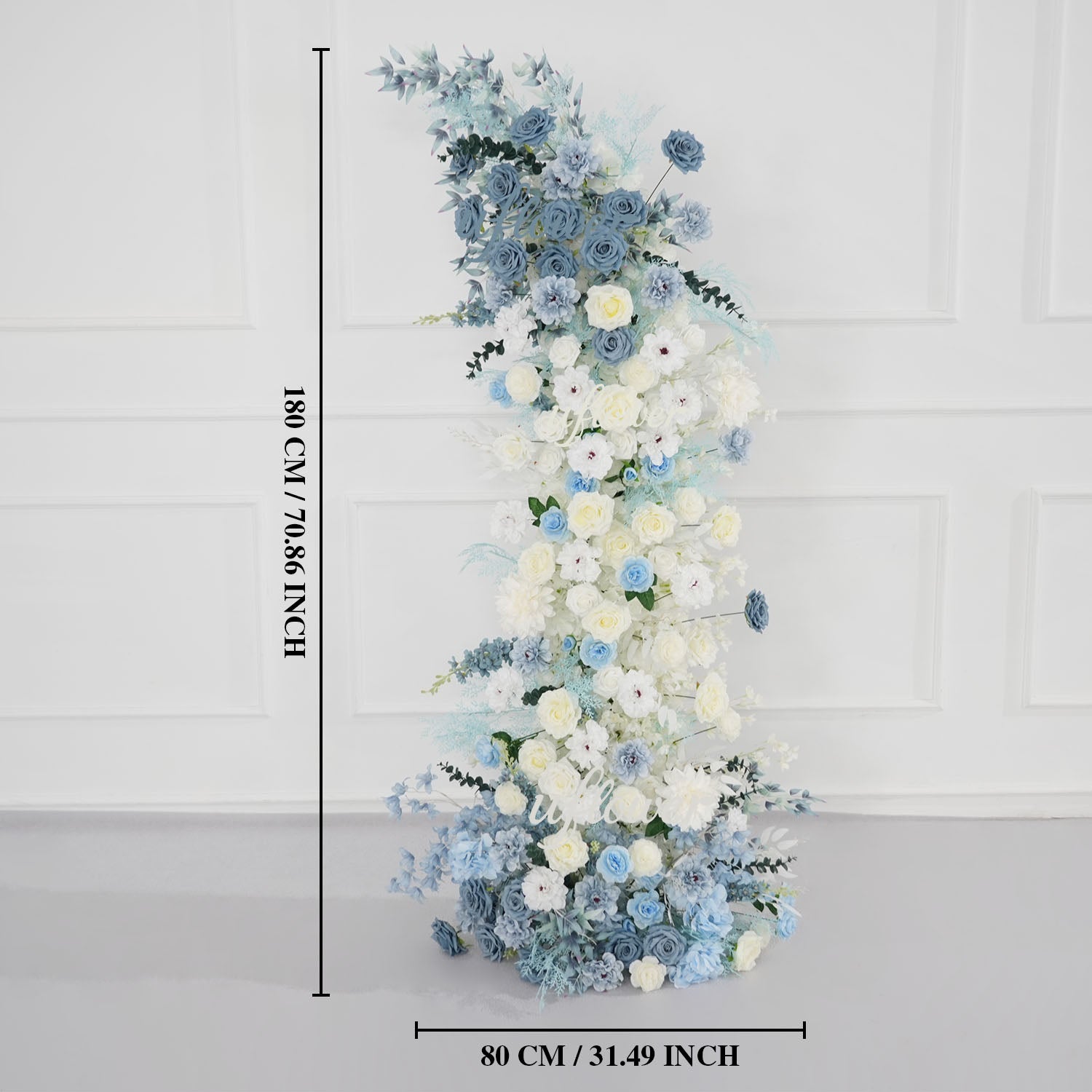 Uflower Blue White Floral Horn Arch Wedding Party Backdrop Decor
